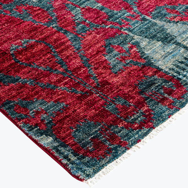 RED TRADITIONAL WOOL RUNNER - 4'  x 10' 4"