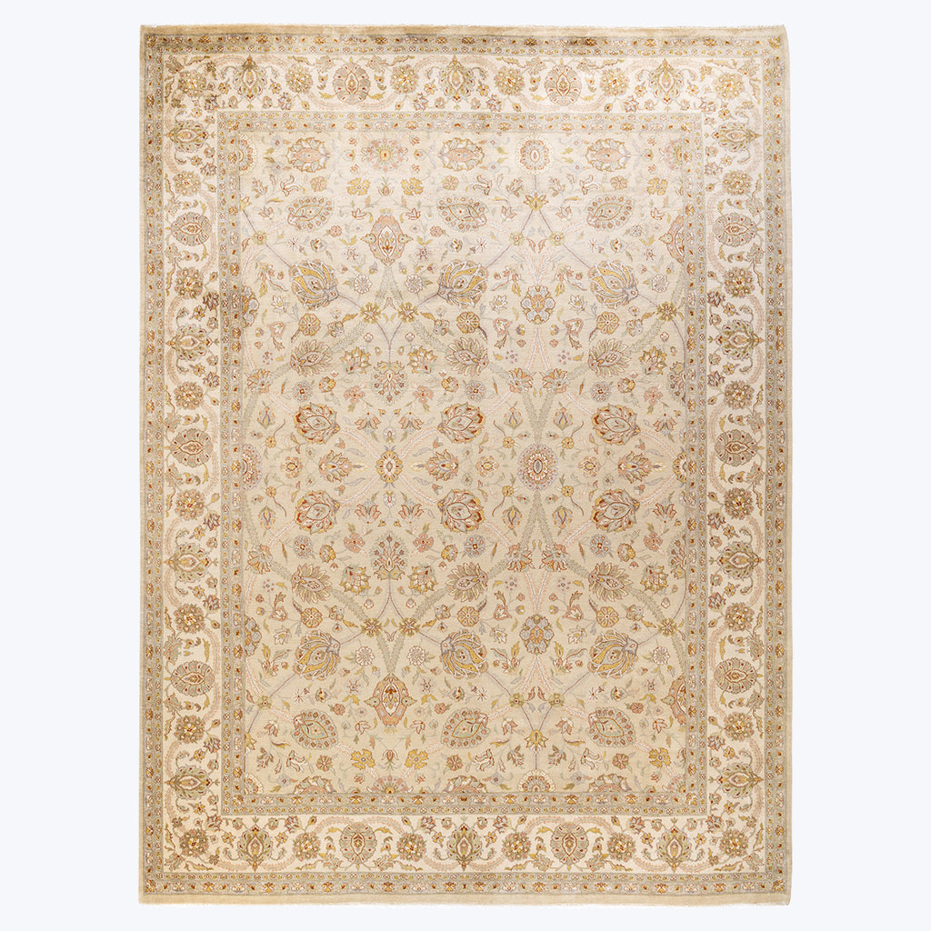 IVORY TRADITIONAL WOOL RUG - 9' 2" x 12' 2"