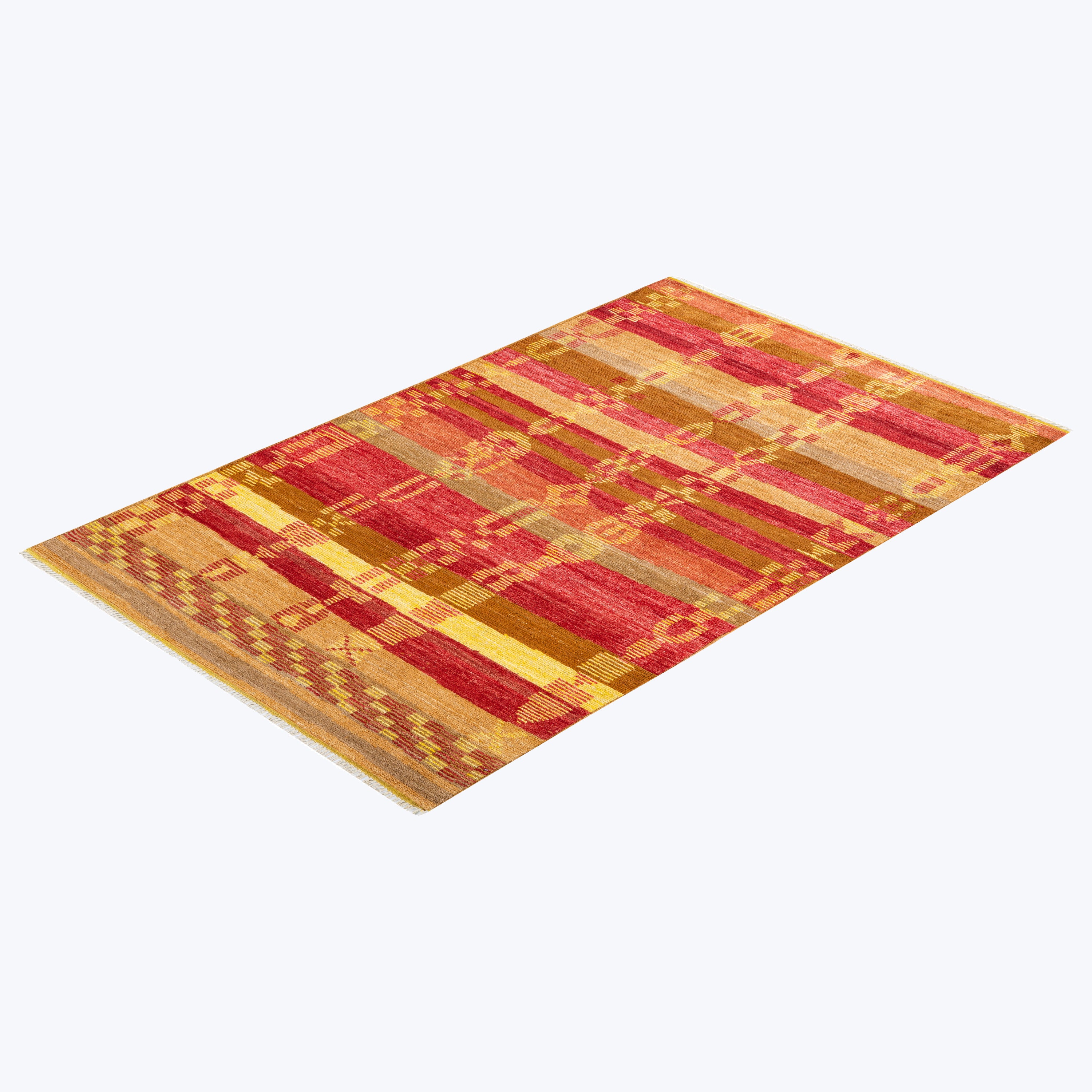 YELLOW TRADITIONAL WOOL RUG - 5' 1" x 8' 1"