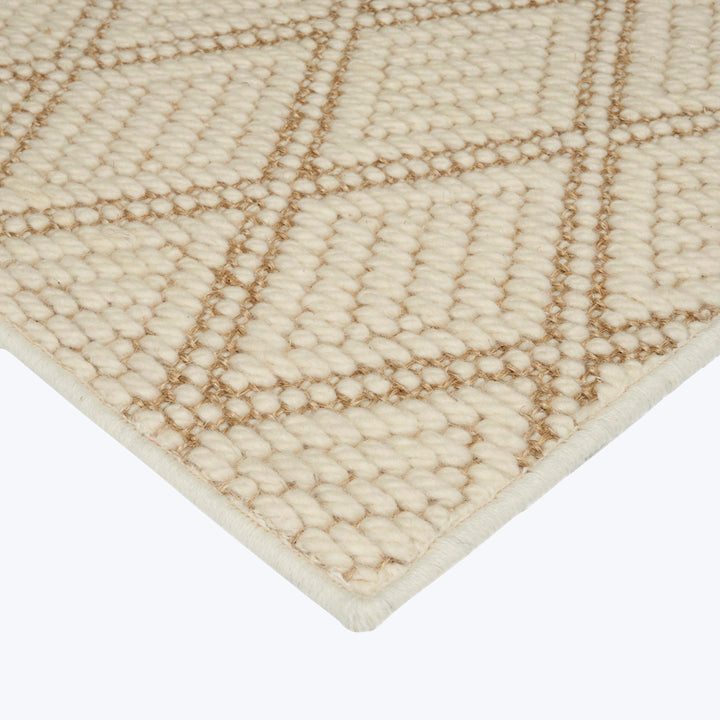 Textured rug with geometric pattern, raised pile, and clean edges.