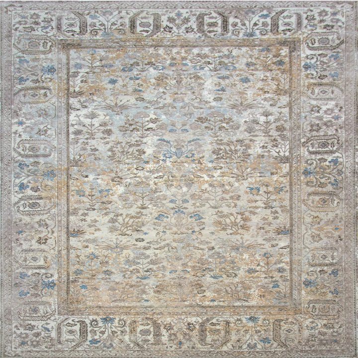 Beige Traditional Wool Silk Blend Rug - 9'3" x 12'3"