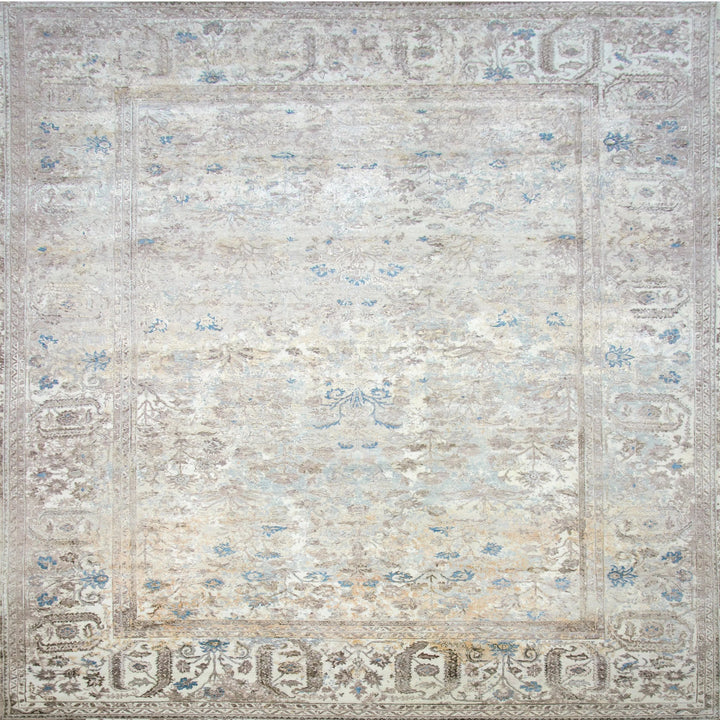 Beige Traditional Wool Silk Blend Rug - 9'3" x 12'3"