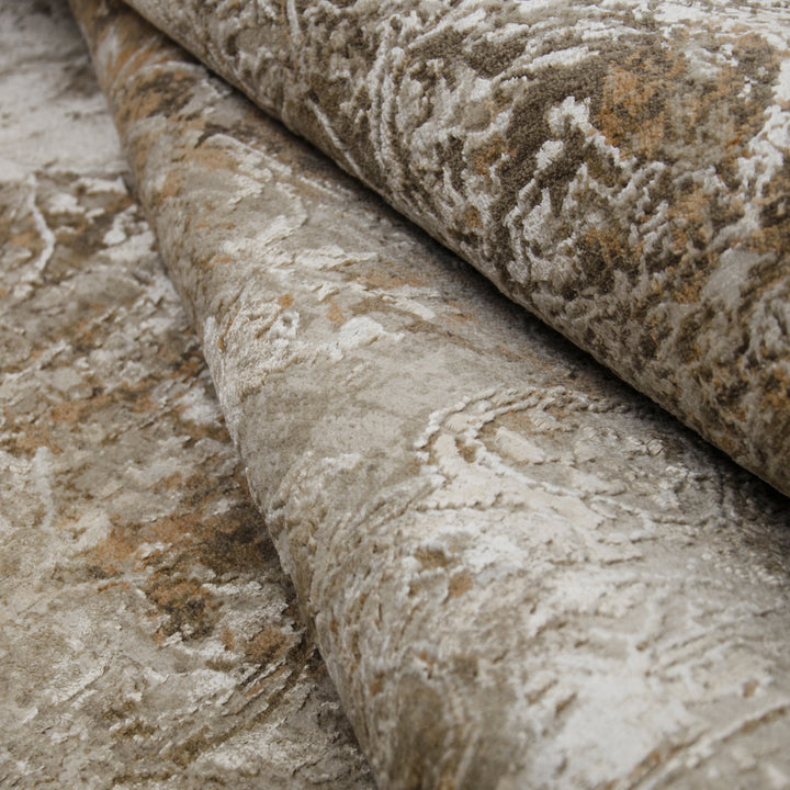 Brown Transitional Wool Silk Blend Rug - 9' x 12'7"