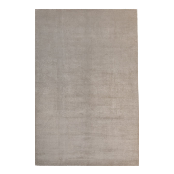 Silver Tibetan Solid Wool Silk Blend Rug - 6' x 9'