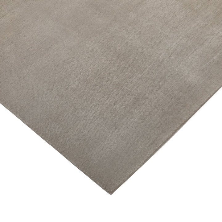 Silver Tibetan Solid Wool Silk Blend Rug - 6' x 9'