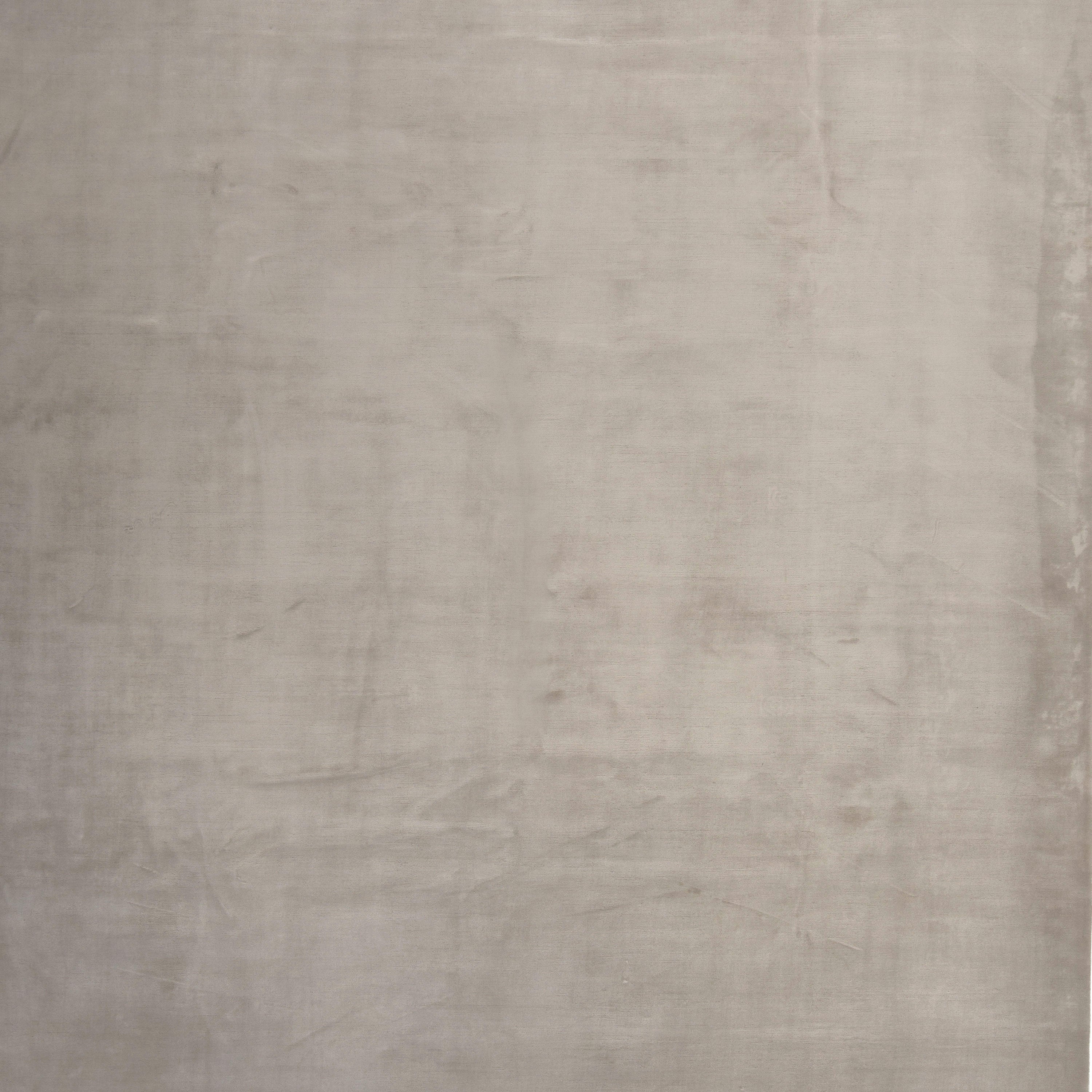 Silver Tibetan Solid Silk Rug - 10' x 14'