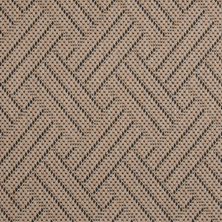 Textured fabric with geometric pattern in tan and black threads.