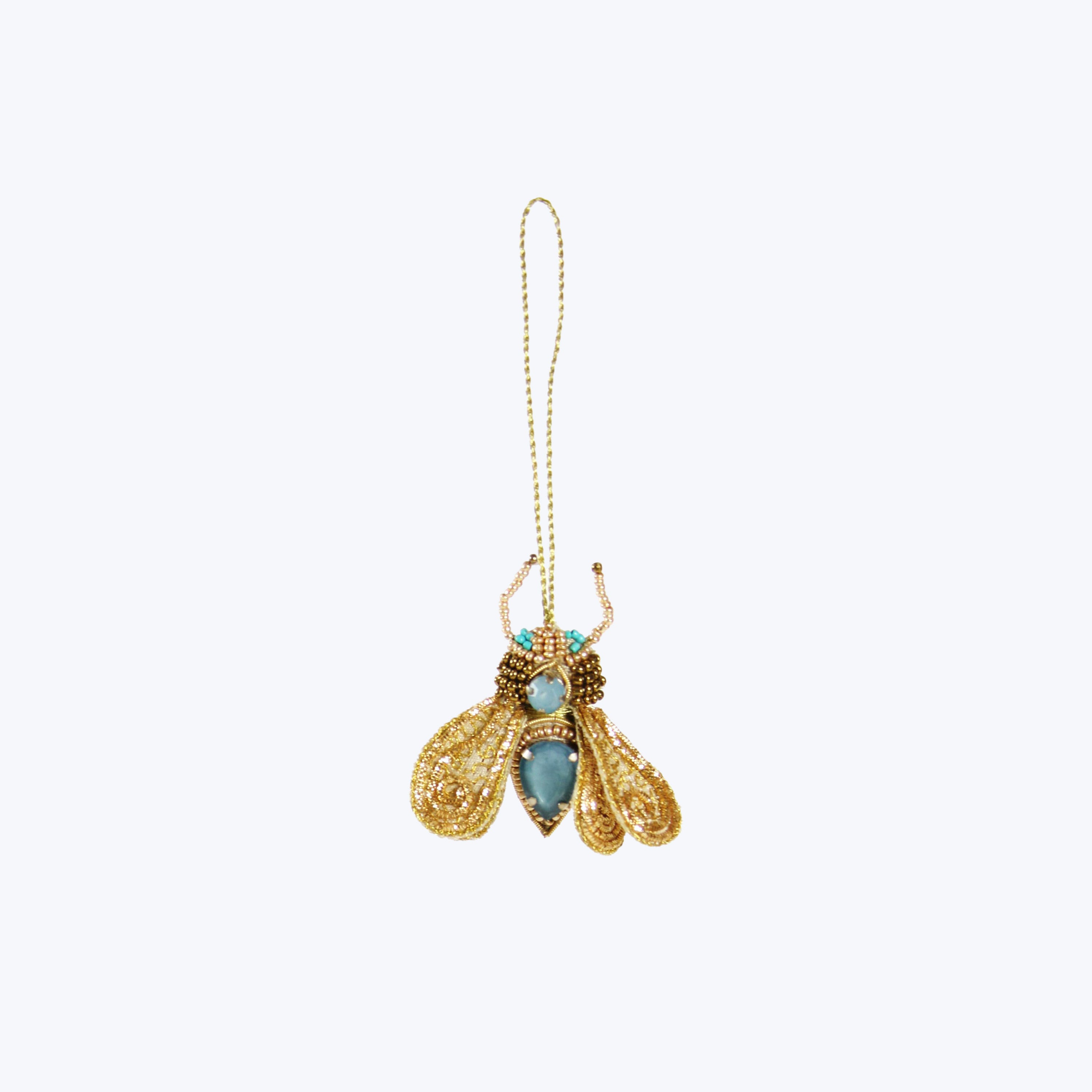 Assorted Sequin Bee Ornament Light Blue