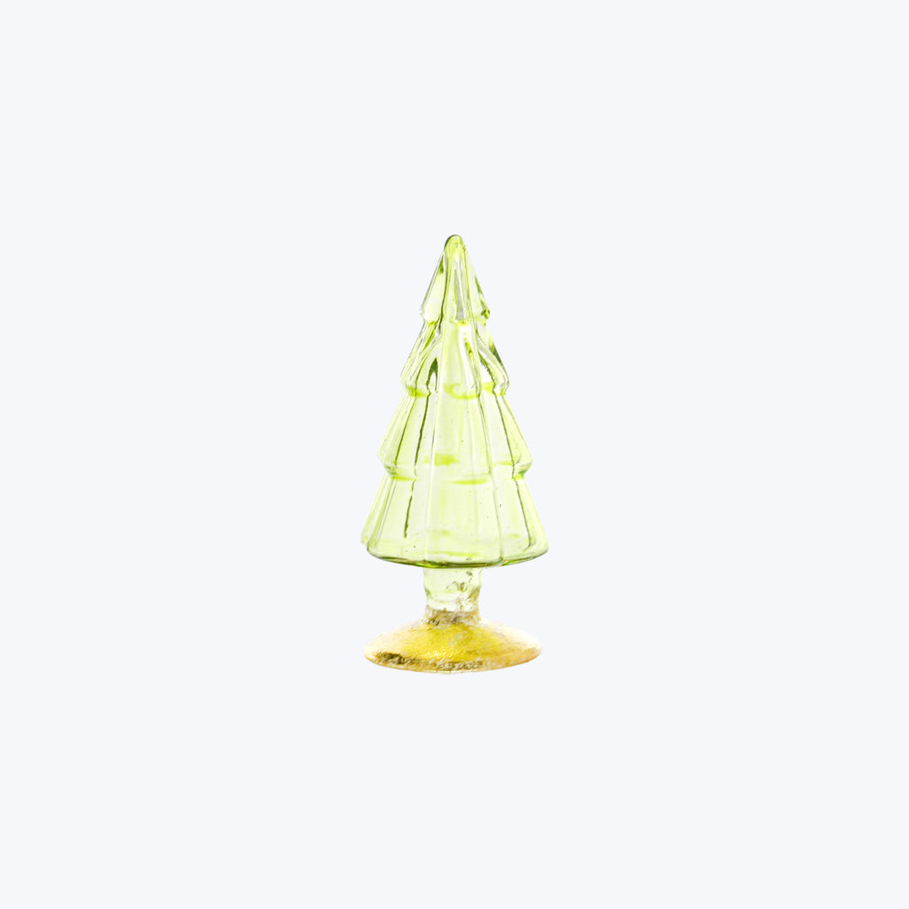 Small Green Hue Glass Tree Lime Green / 4"