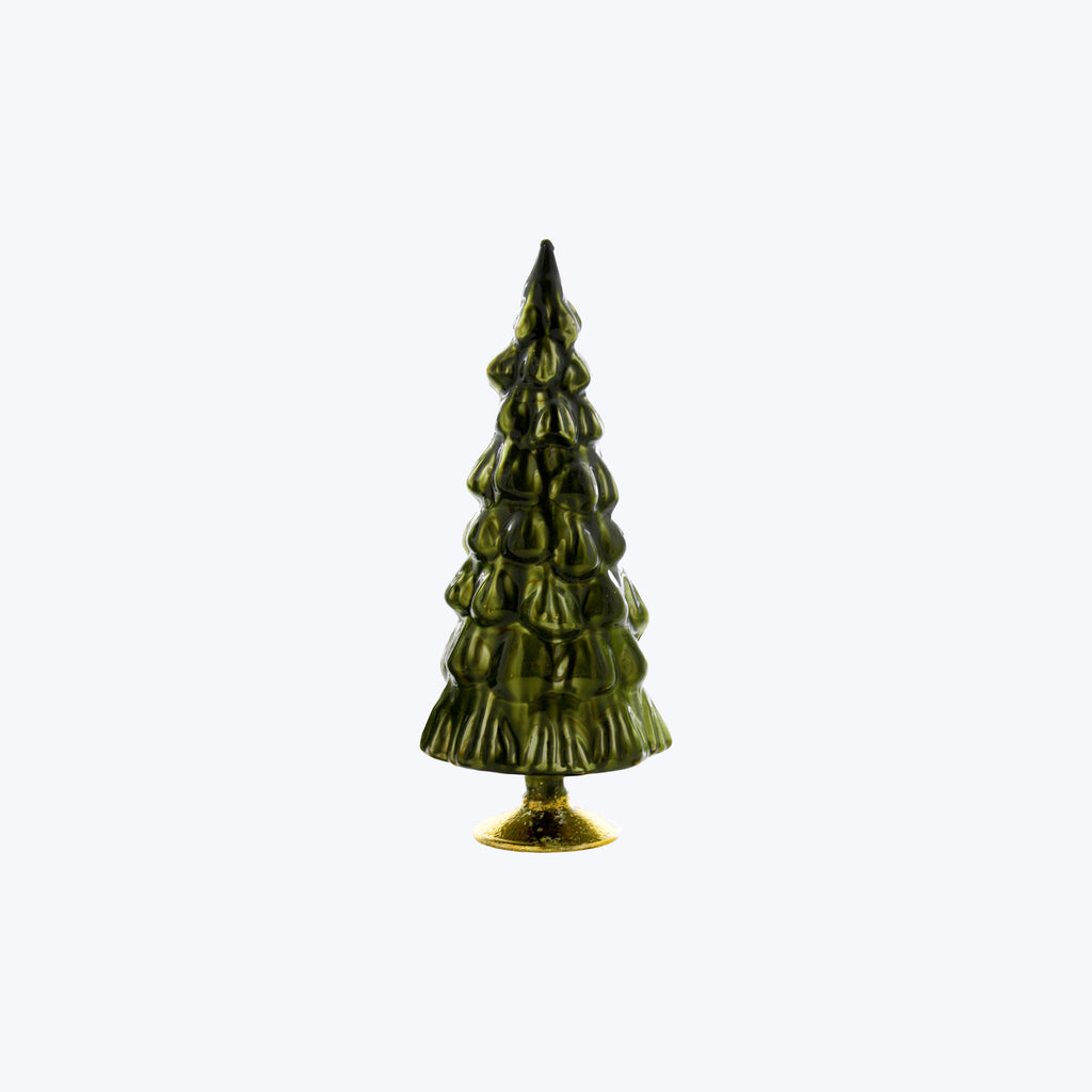 Small Green Hue Glass Tree Dark Green / 7"