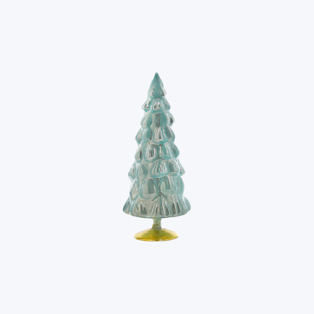 Small Snowfall Hue Glass Tree Turquoise / 7"