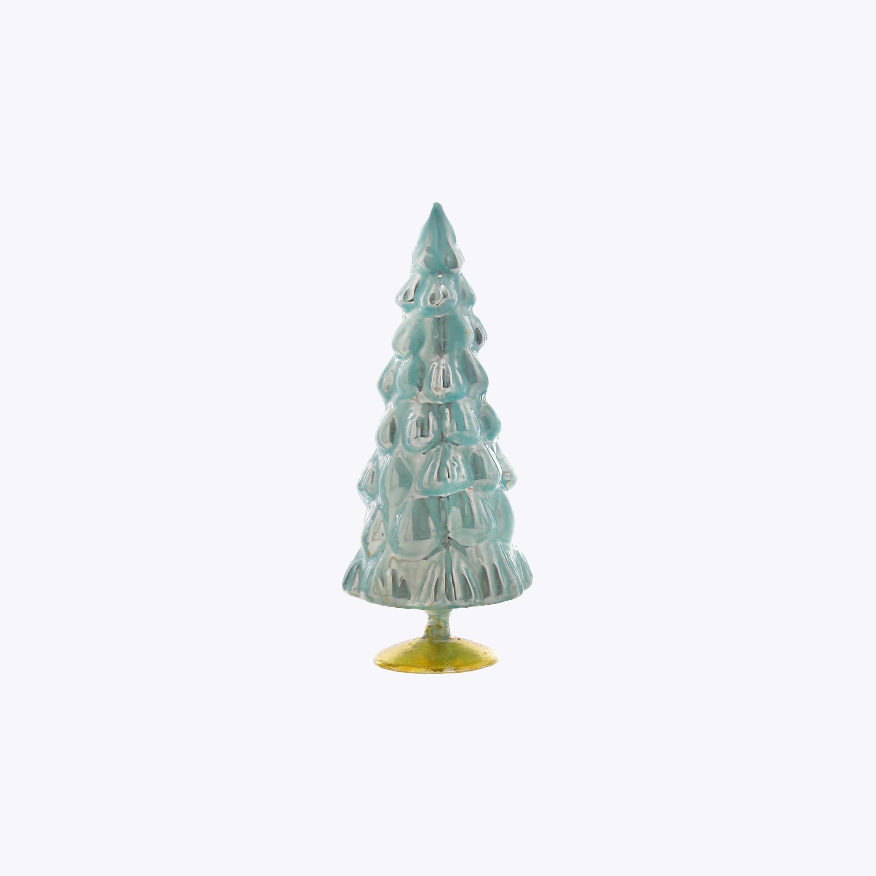 Small Snowfall Hue Glass Tree Turquoise / 7"