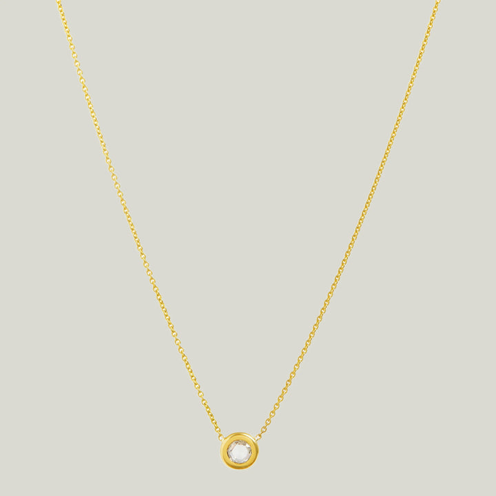 Diamond Shape Necklace - Champagne Round Rose Cut