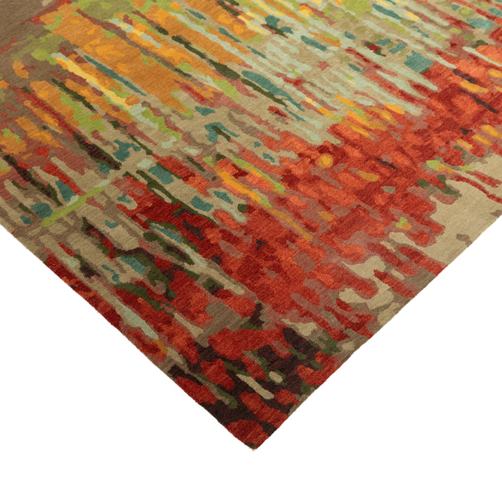 Contemporary Tibetan Wool Silk Blend Rug - 6' x 9'