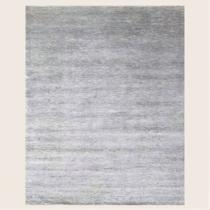 Light Blue Transitional Solid Silk Wool Blend Rug - 8' x 10'