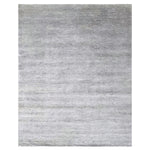 Light Blue Transitional Solid Silk Wool Blend Rug - 8' x 10'
