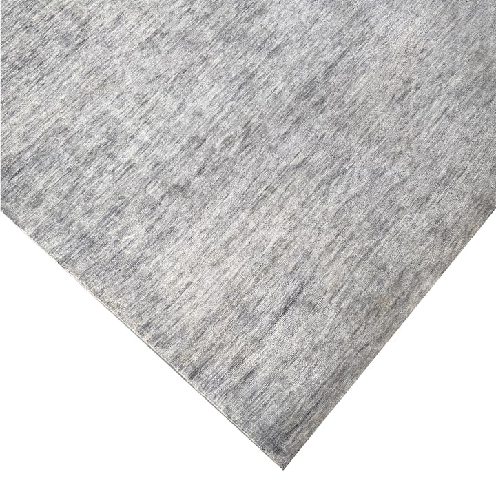 Light Blue Transitional Solid Silk Wool Blend Rug - 8' x 10'