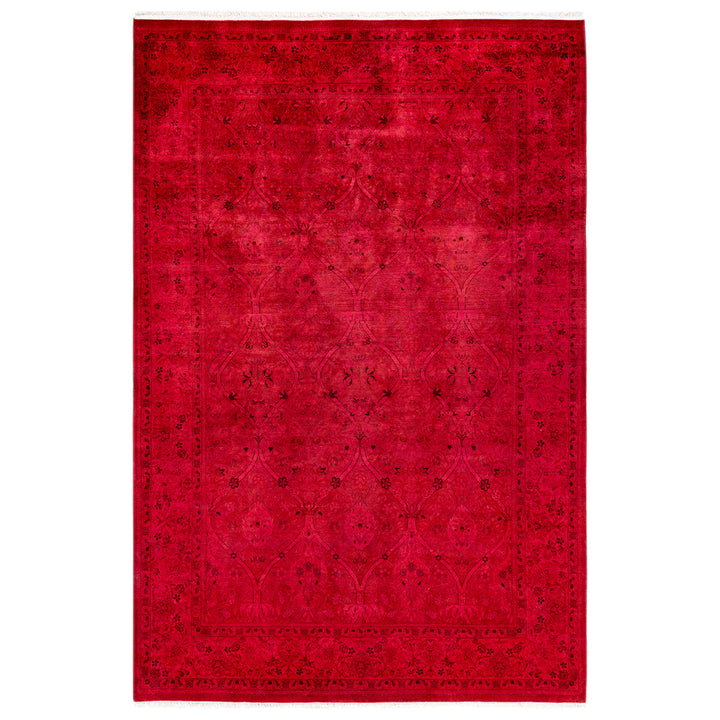 Red Overdyed Wool Rug - 6' 2" x 9' 2"