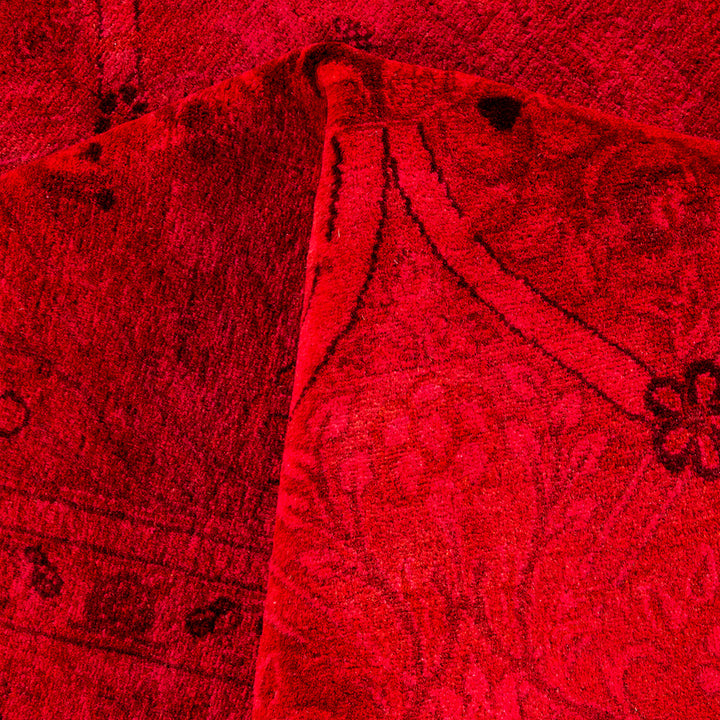 Red Overdyed Wool Rug - 6' 2" x 9' 2"