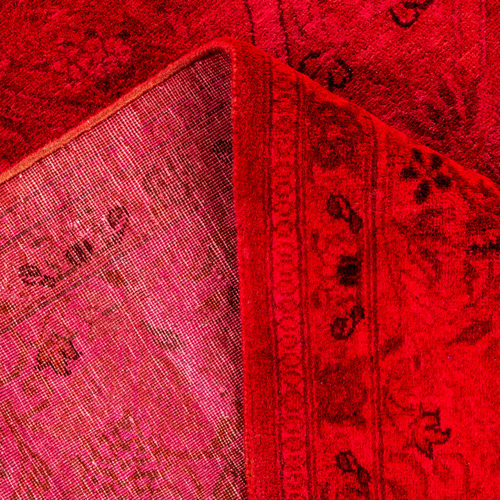 Red Overdyed Wool Rug - 6' 2" x 9' 2"