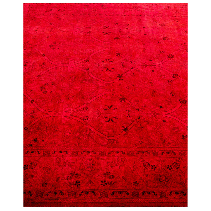 Red Overdyed Wool Rug - 6' 2" x 9' 2"