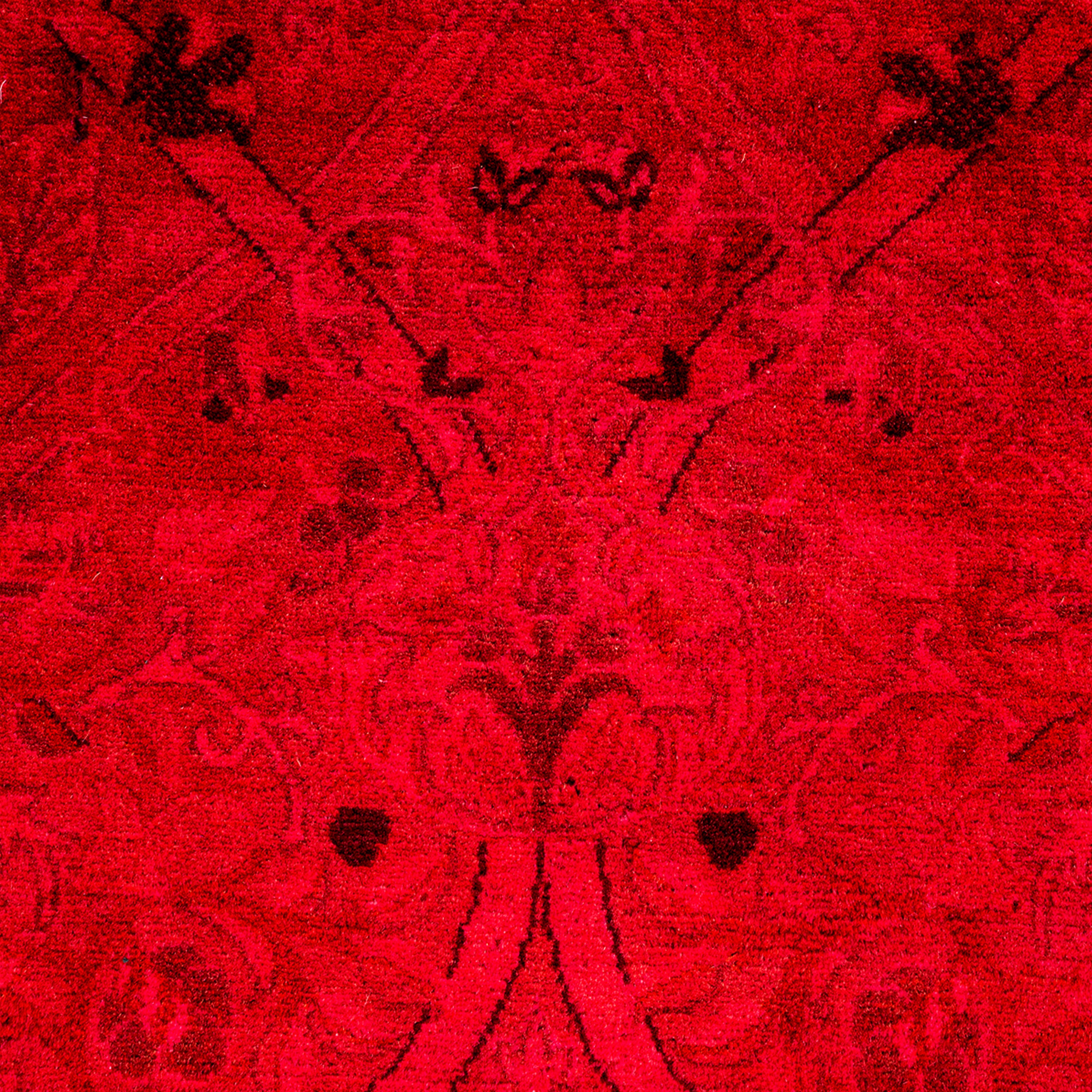 Red Overdyed Wool Rug - 6' 2" x 9' 2"