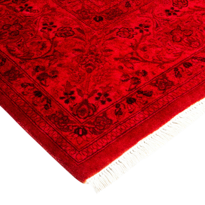 Red Overdyed Wool Rug - 6' 2" x 9' 2"