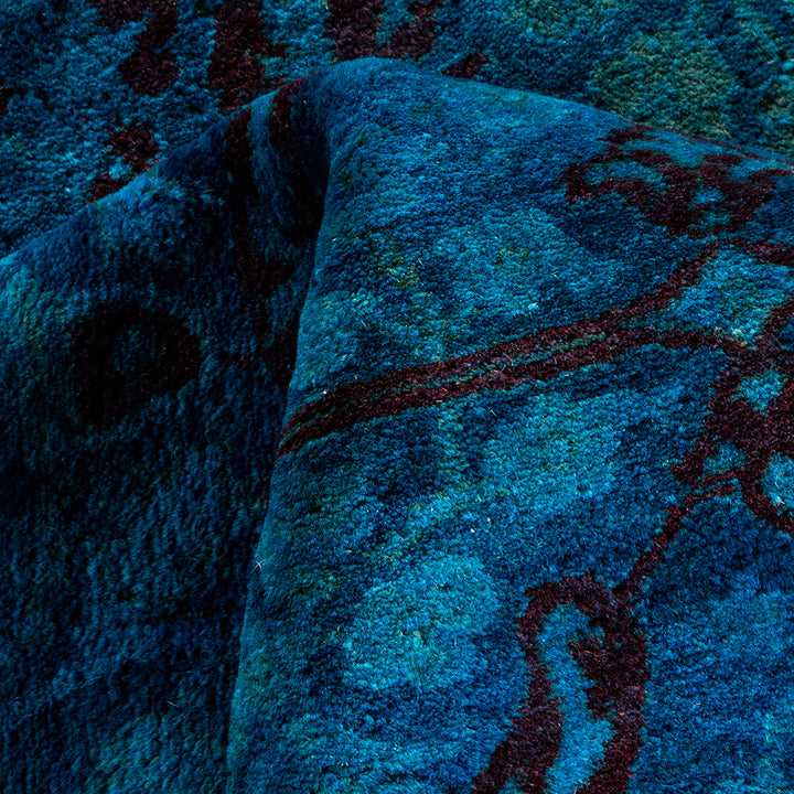 Blue Overdyed Wool Rug - 6' 1" x 9' 1"