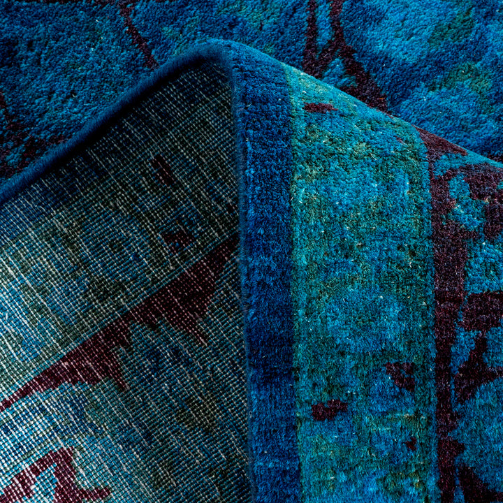 Blue Overdyed Wool Rug - 6' 1" x 9' 1"