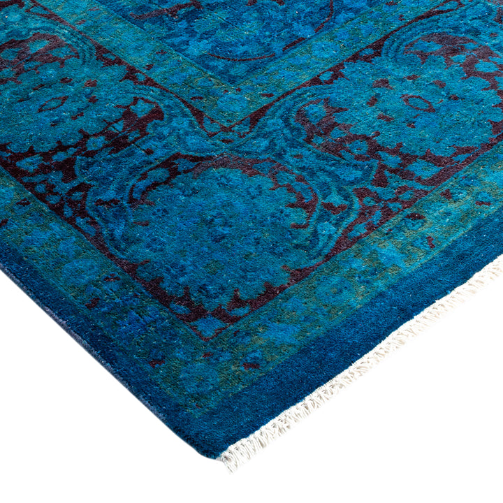Blue Overdyed Wool Rug - 6' 1" x 9' 1"
