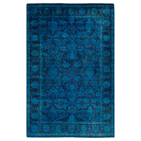 Blue Overdyed Wool Rug - 6' 1" x 9' 1"