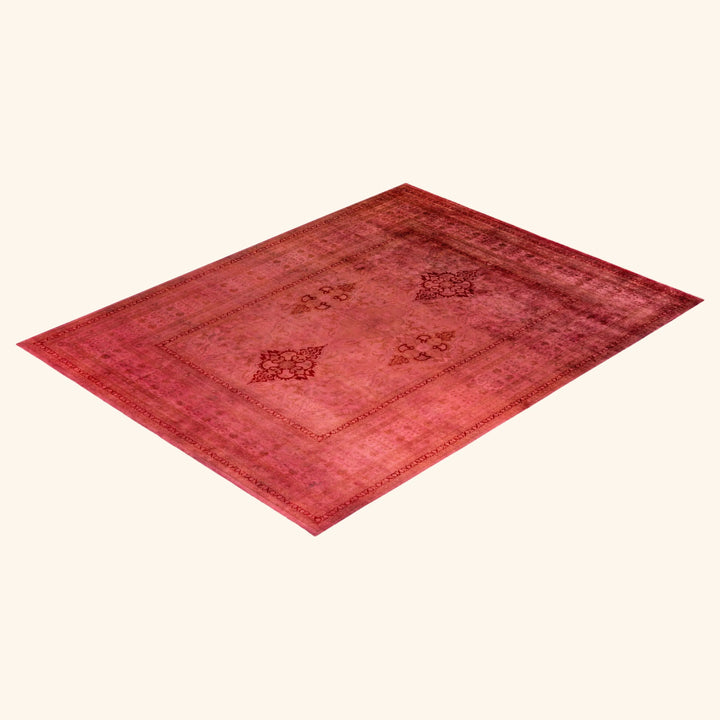 Pink Overdyed Wool Rug - 9' 2" x 12' 1"