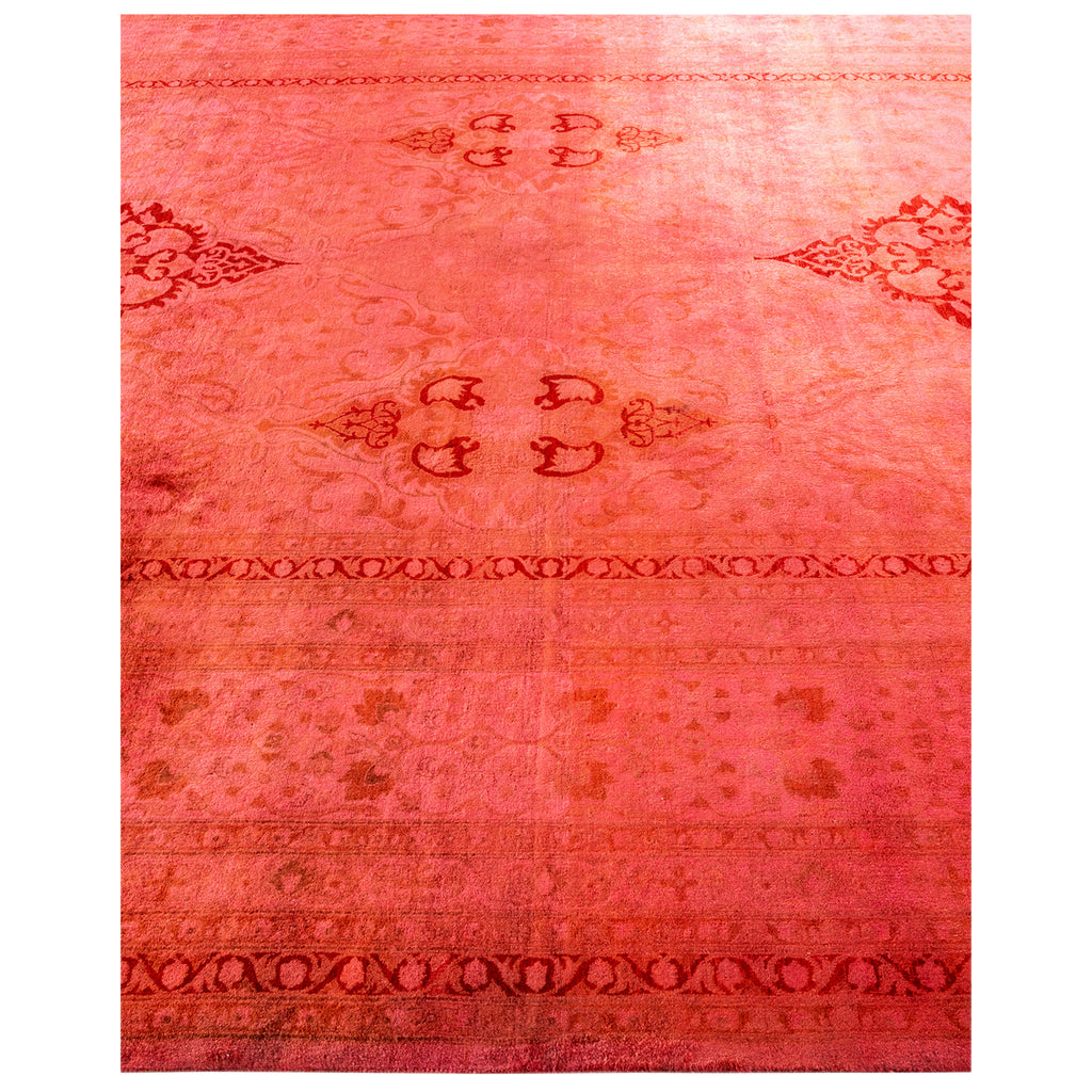 Pink Overdyed Wool Rug - 9' 2" x 12' 1"