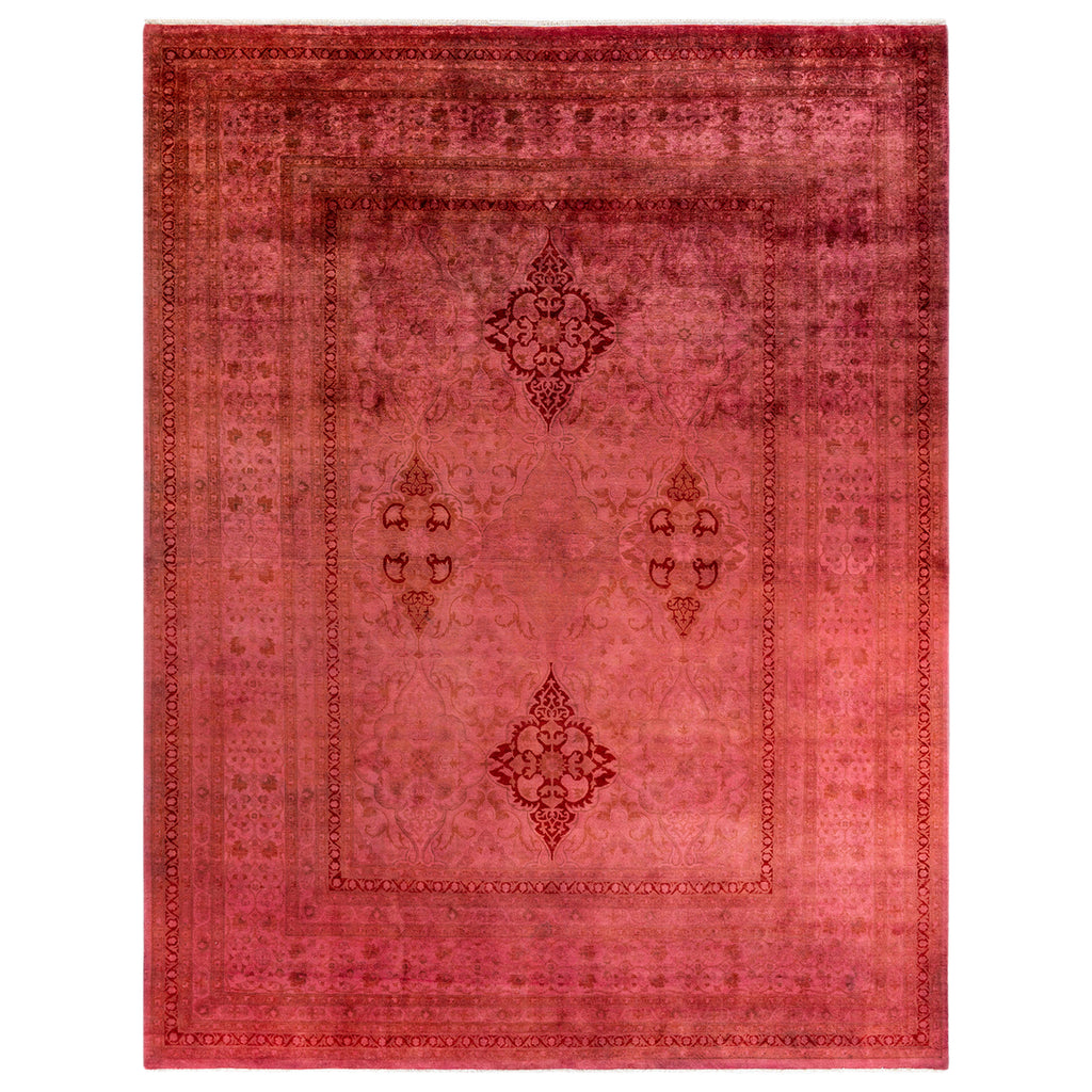 Pink Overdyed Wool Rug - 9' 2" x 12' 1"