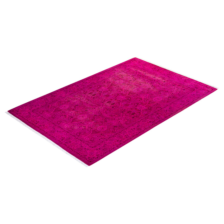 Pink Overdyed Wool Rug - 6'3" x 9'5"