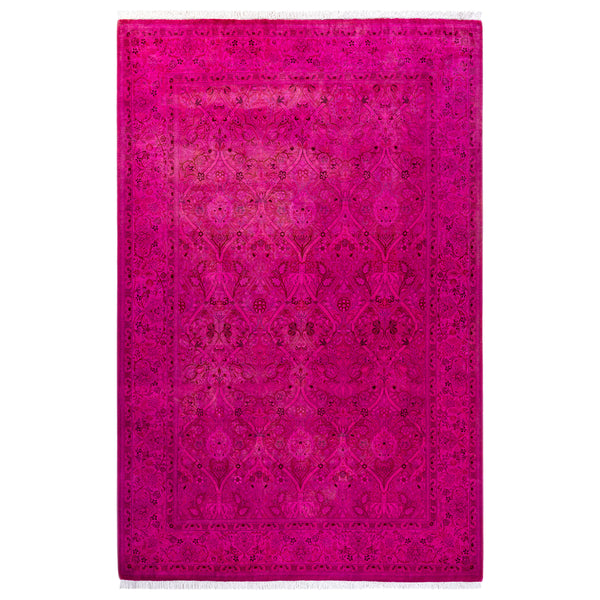 Pink Overdyed Wool Rug - 6'3" x 9'5"