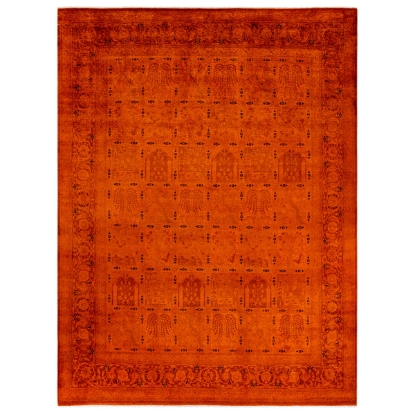 Orange Overdyed Wool Rug - 8' 2" x 10' 10"