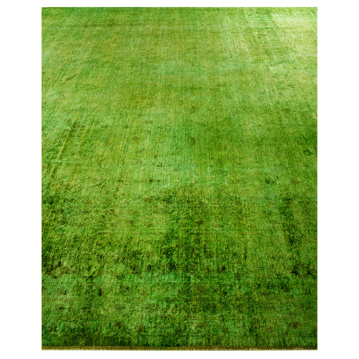 Green Overdyed Wool Rug - 10' 2" x 13' 7"