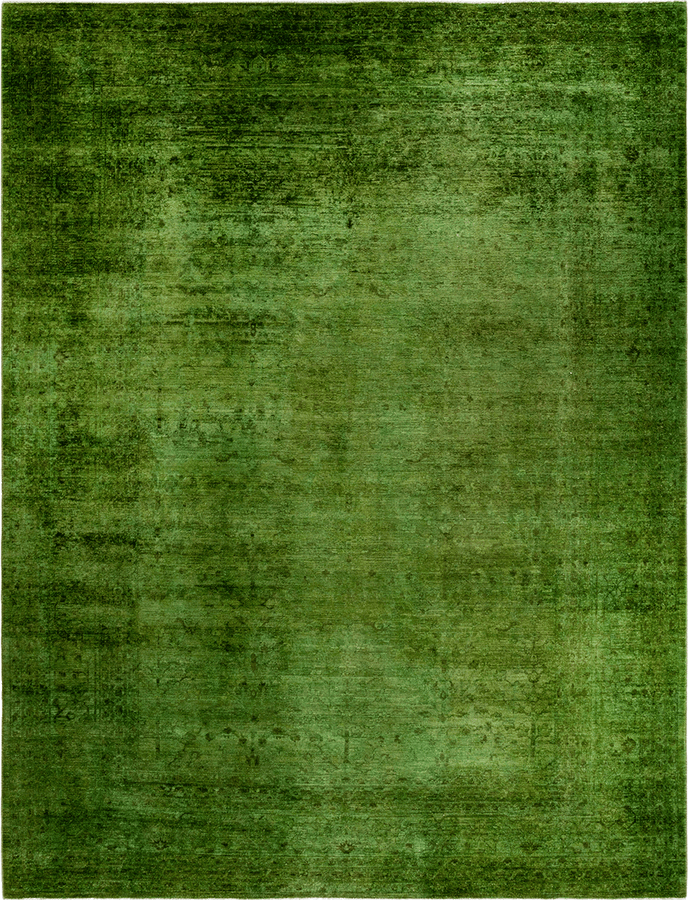 Green Overdyed Wool Rug - 10' 2