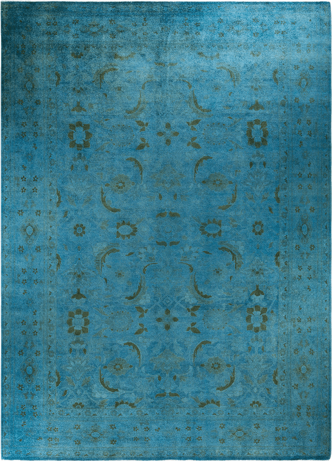 Blue Overdyed Wool Rug - 10' 2