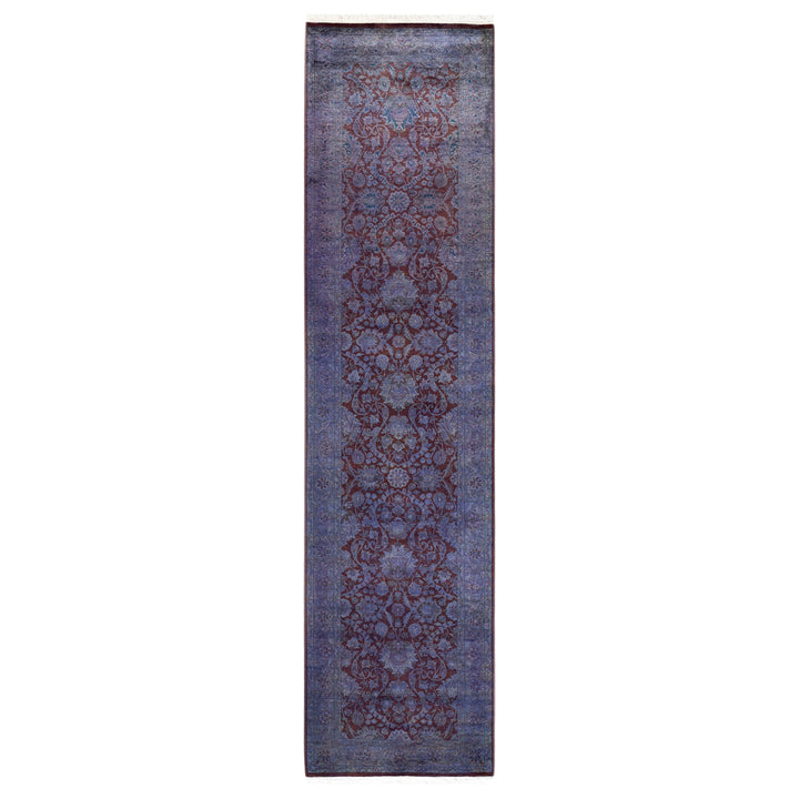 Purple Overdyed Wool Runner - 2' 7" x 10' 8"