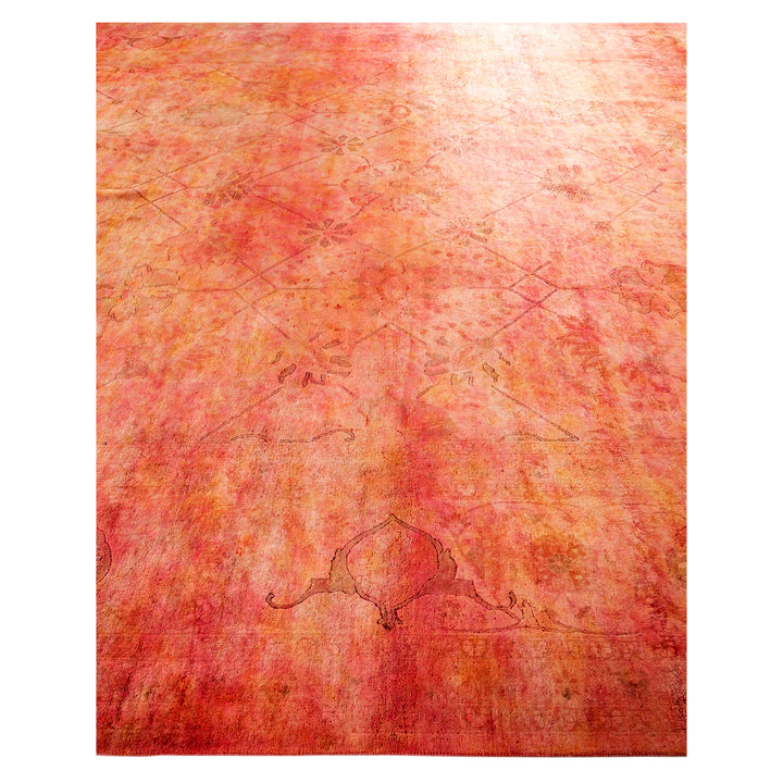 Pink Overdyed Wool Rug - 10' 1" x 14' 1"