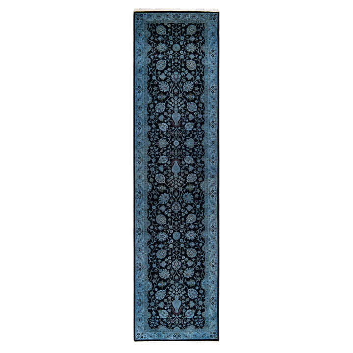 Black Overdyed Wool Runner - 2' 7" x 10' 8"