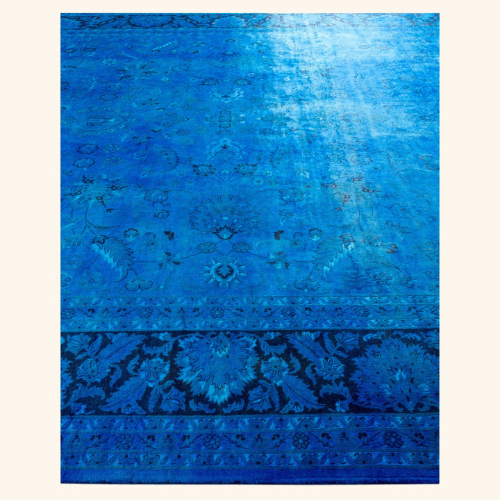 Blue Overdyed Wool Rug - 9' 2" x 12' 3"