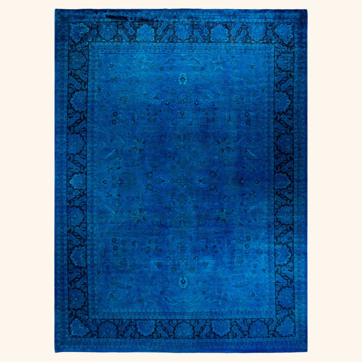 Blue Overdyed Wool Rug - 9' 2" x 12' 3"