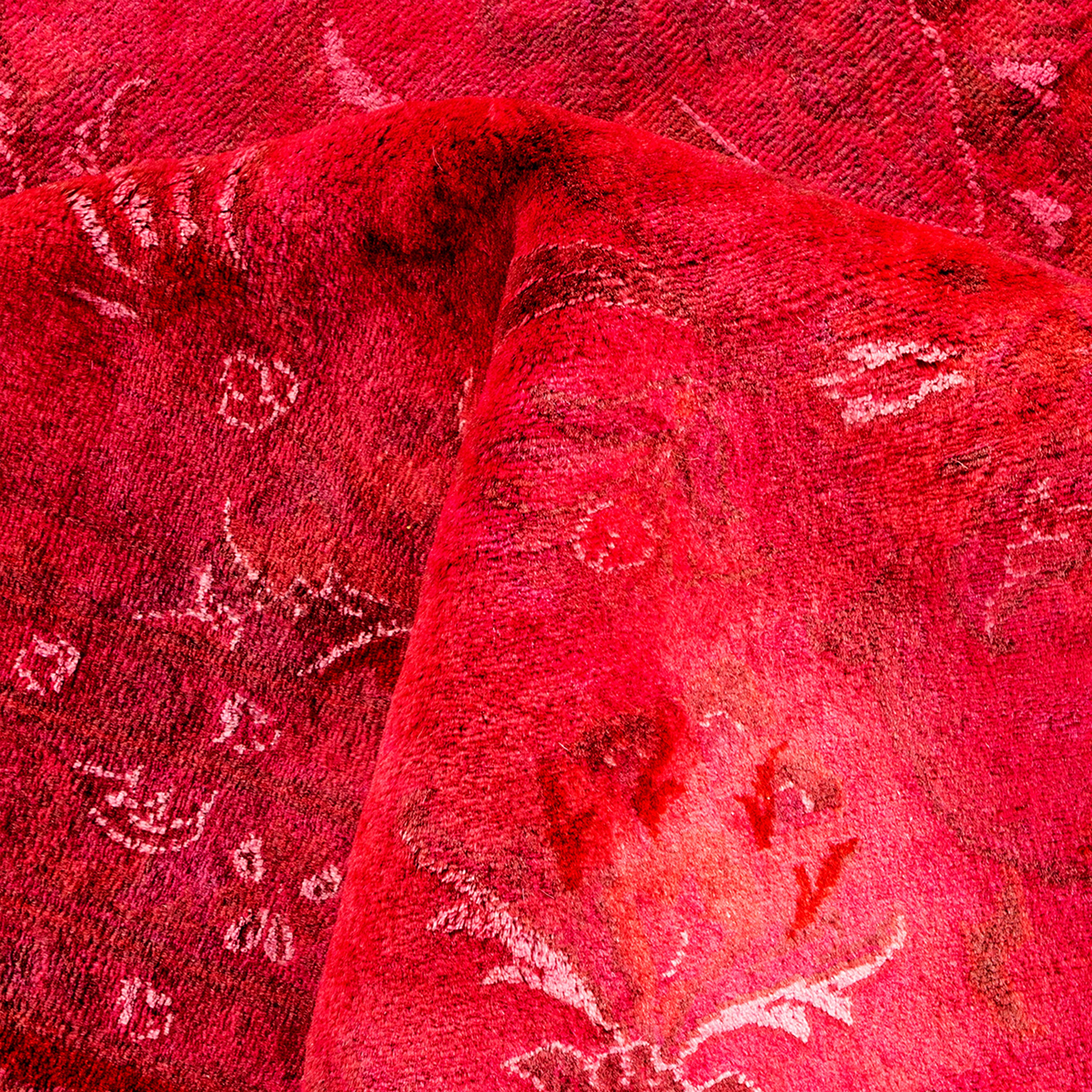 Pink Overdyed Wool Rug - 9' 1" x 12' 4"