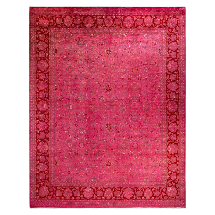 Pink Overdyed Wool Rug - 9' 1" x 12' 4"
