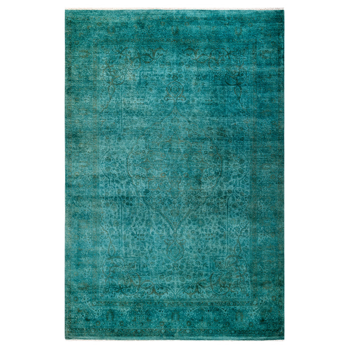 Blue Overdyed Wool Rug - 6' 1" x 9' 0"