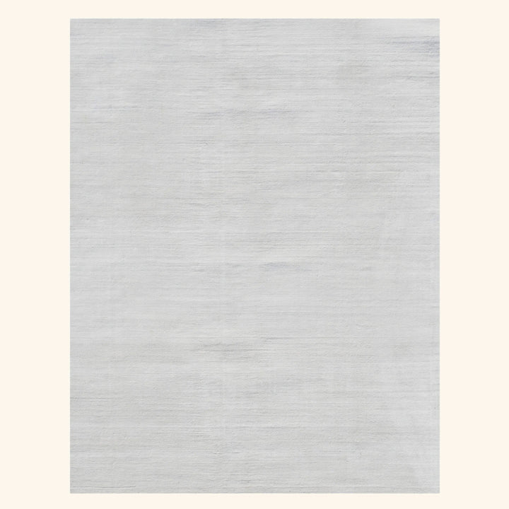 White Solid Silk Rug - 9' x 12'