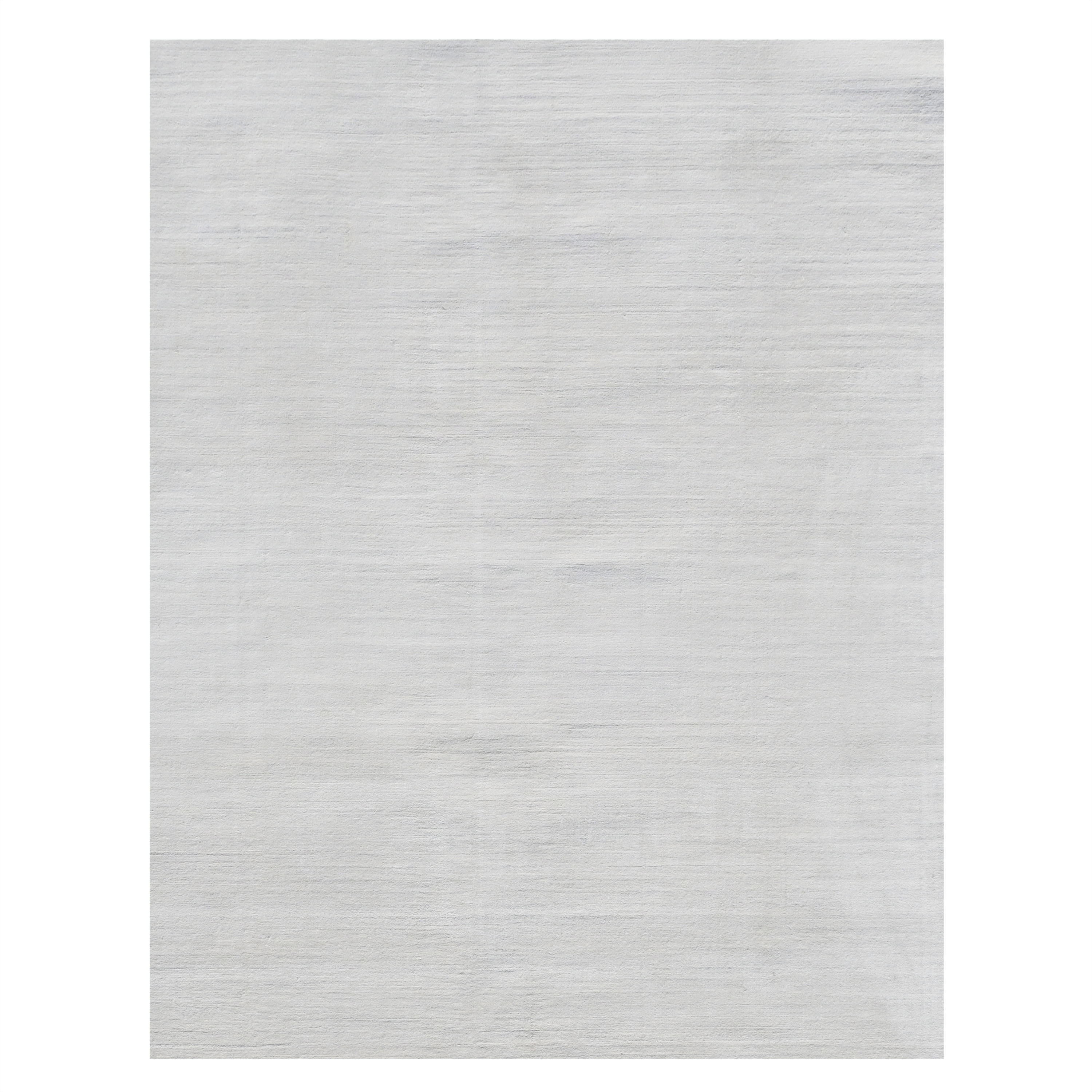 White Solid Silk Rug - 9' x 12'